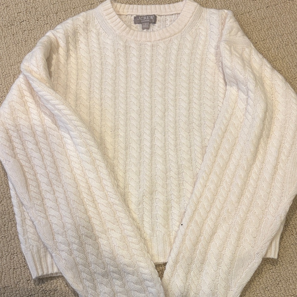 J. Crew Women's Off-White Cable Crewneck Sweater